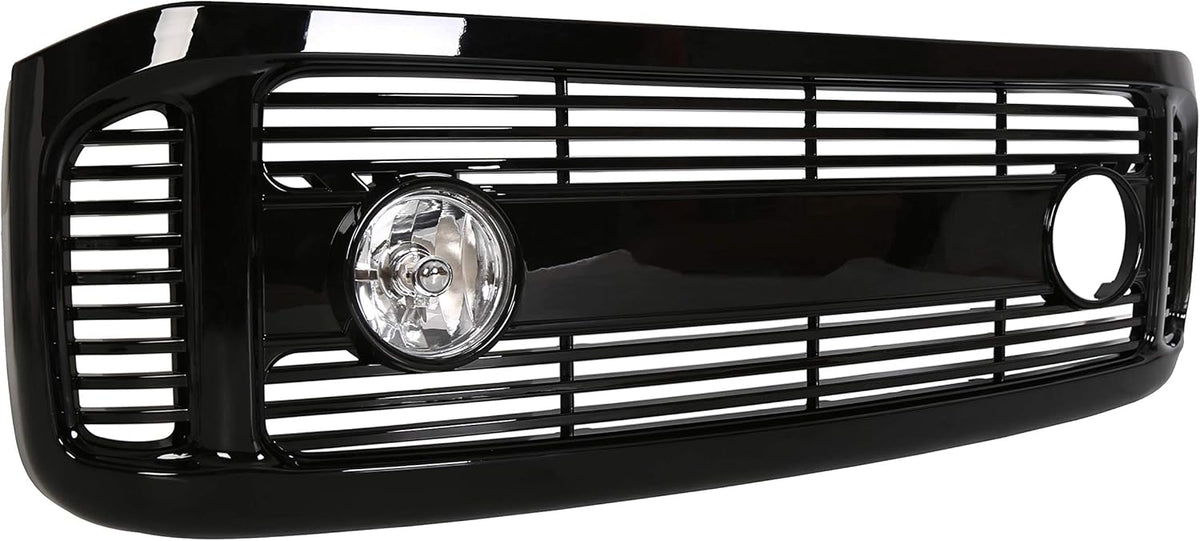 Glossy Black Front Hood Bumper Grille Grill ABS with Fog Lights E938