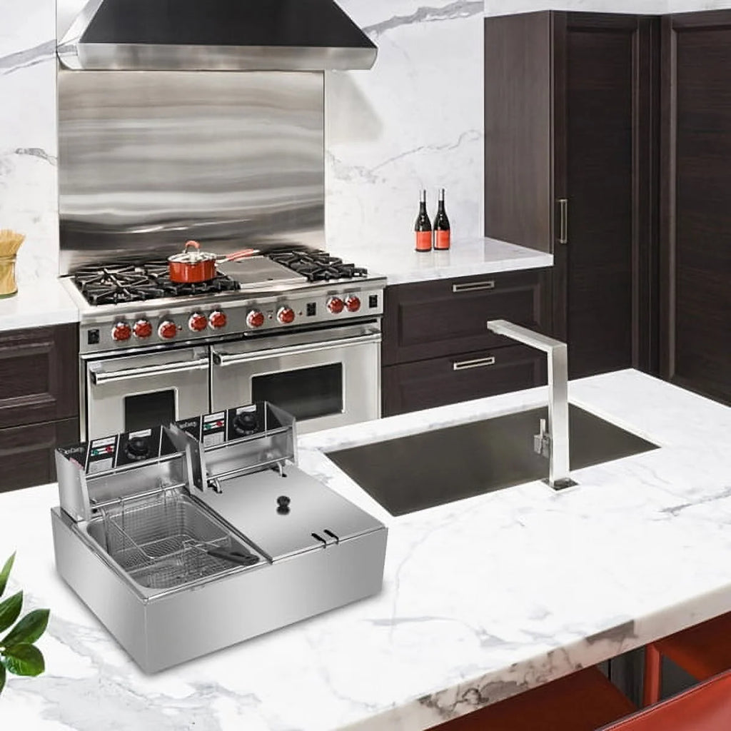 5000W 110V 12L Stainless Steel Double Cylinder Electric Fryer X585066
