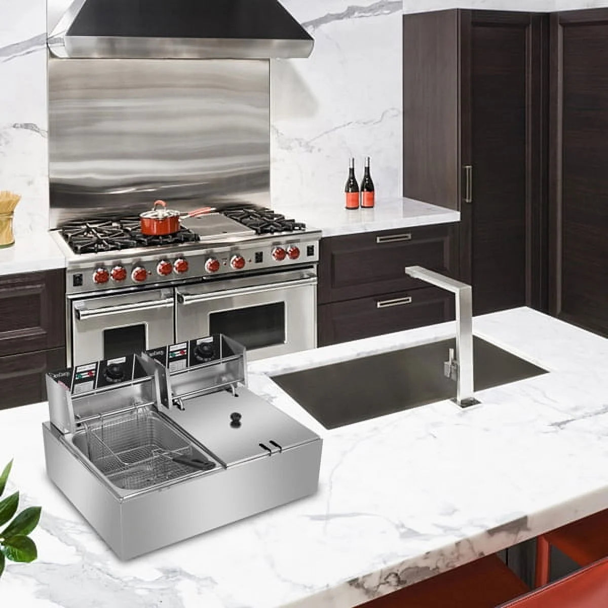 5000W 110V 12L Stainless Steel Double Cylinder Electric Fryer X585066
