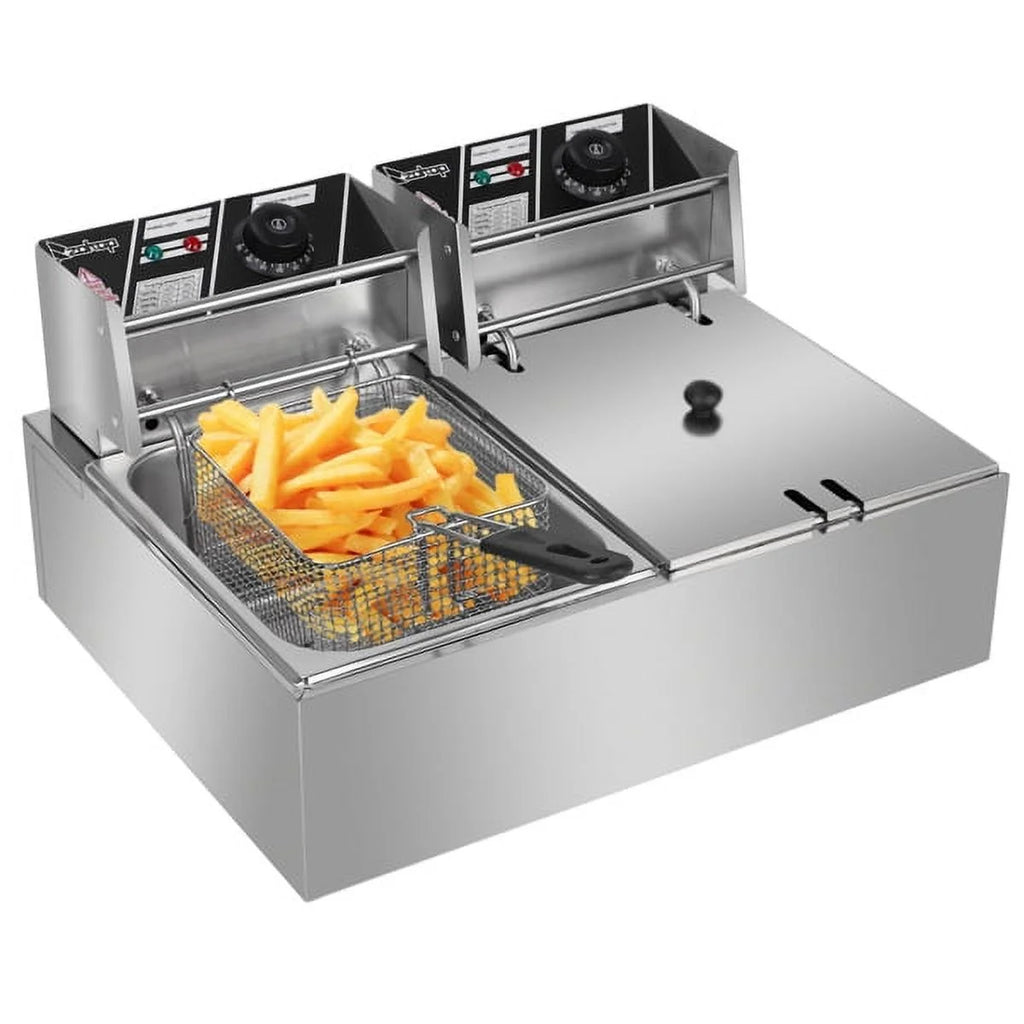 5000W 110V 12L Stainless Steel Double Cylinder Electric Fryer X585066