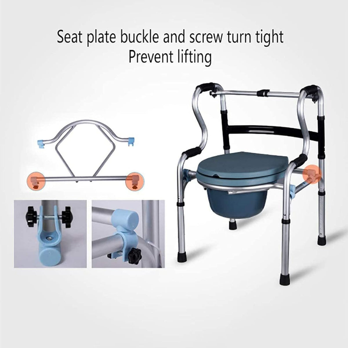 Mobile Wheeled Commode Chair with Brakes D786