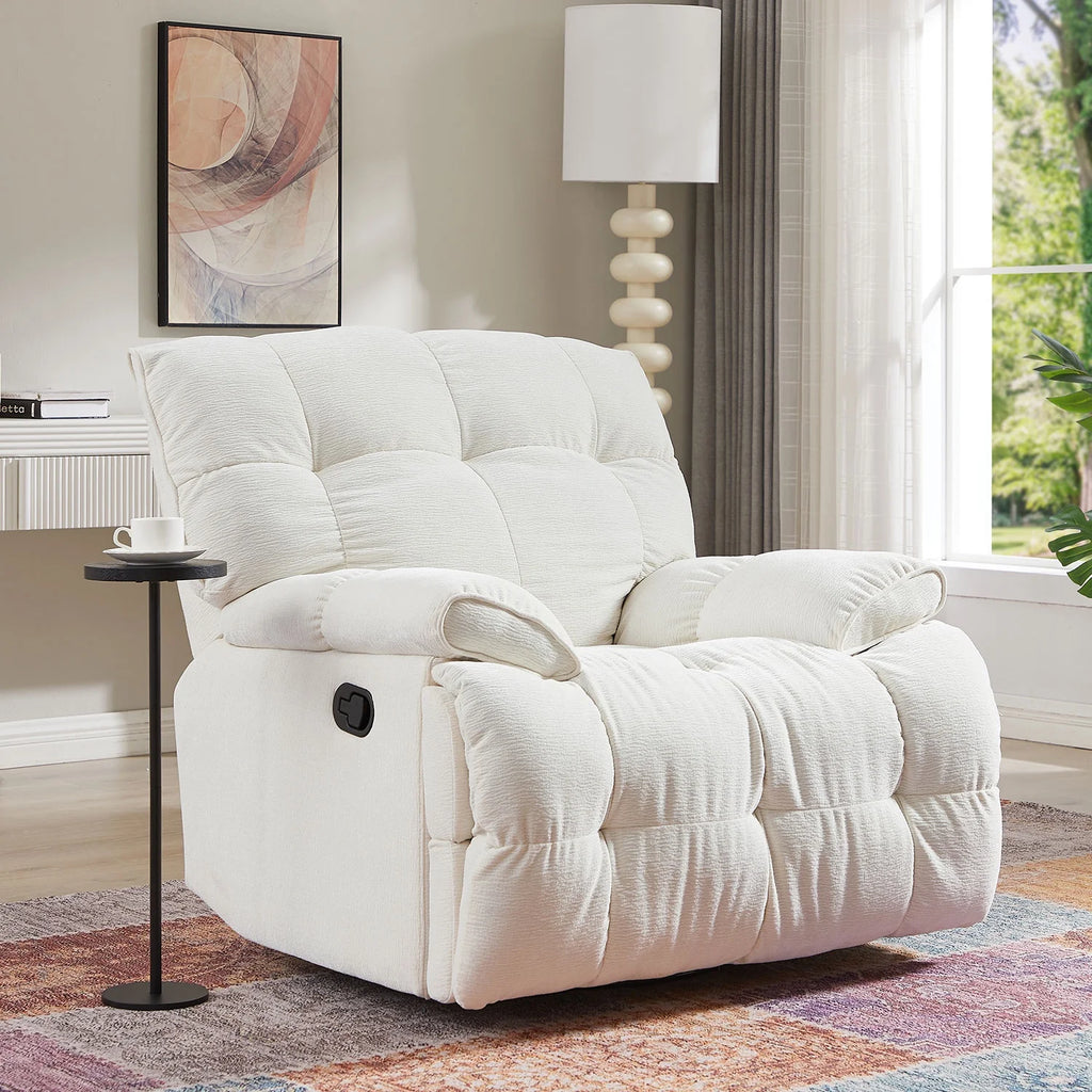 Cream Fabric Single Sofa Reclining Chair I43454