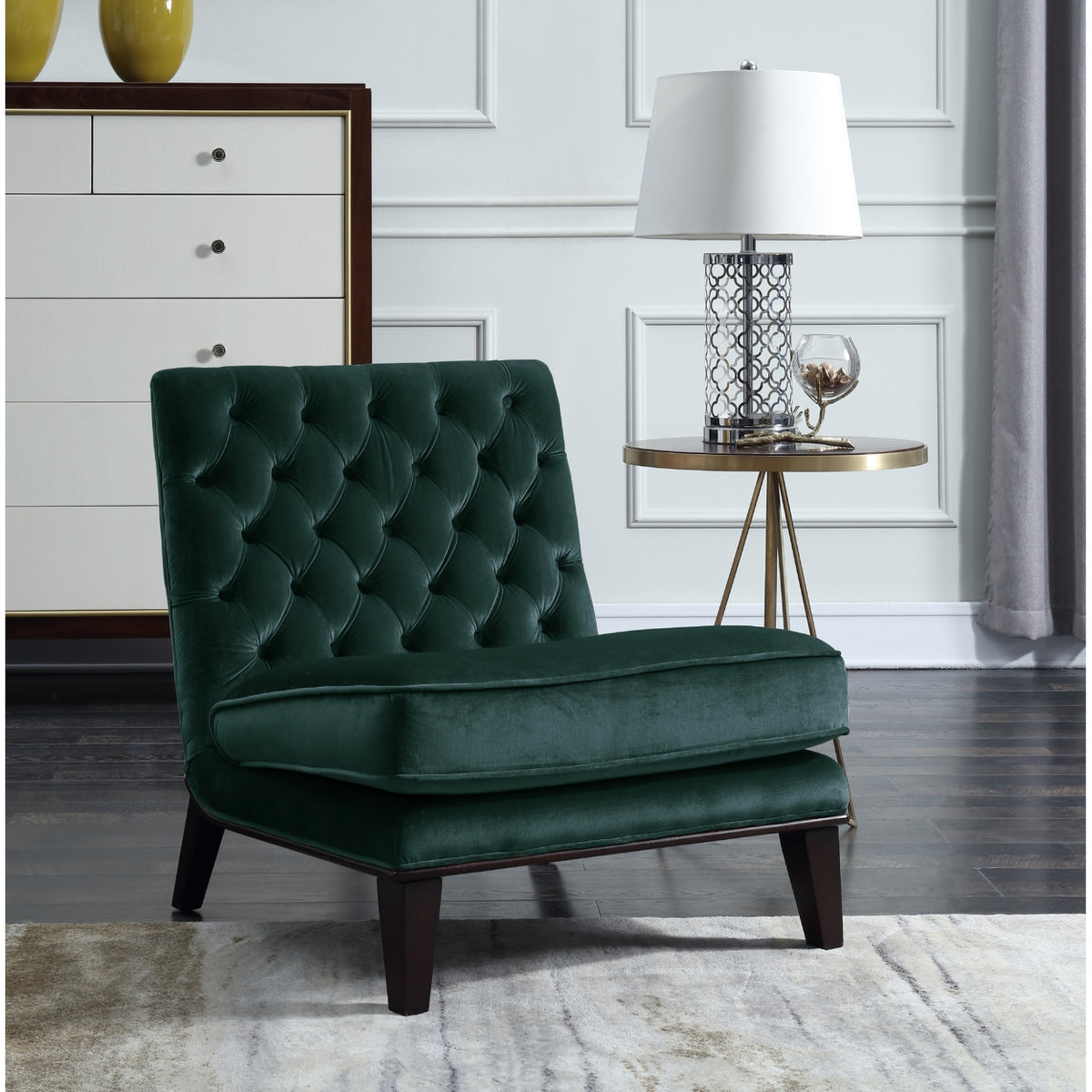 Tufted Velvet Slipper Accent Chair P90956