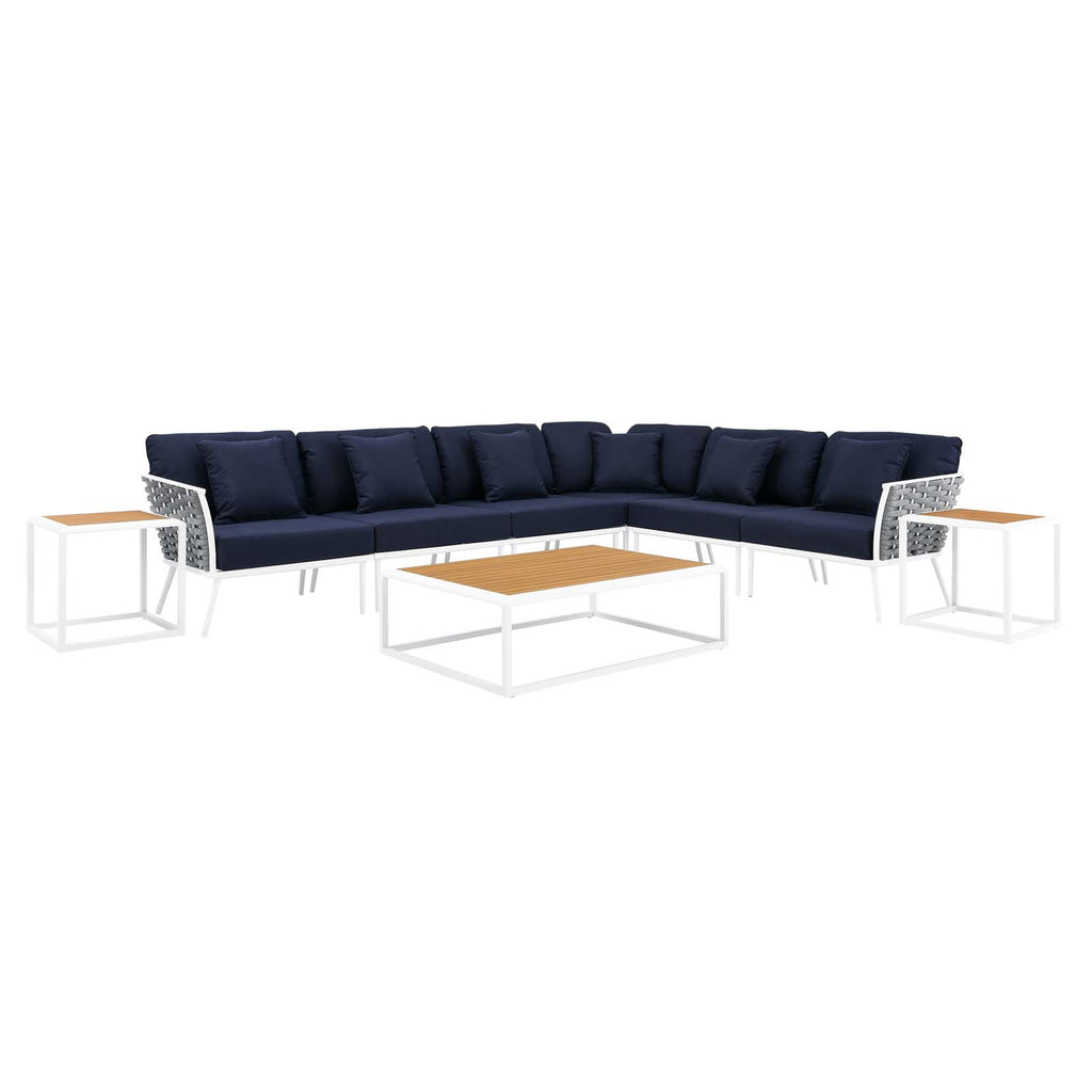 White Navy 9 Piece Aluminum Outdoor Sectional Sofa Set X231369