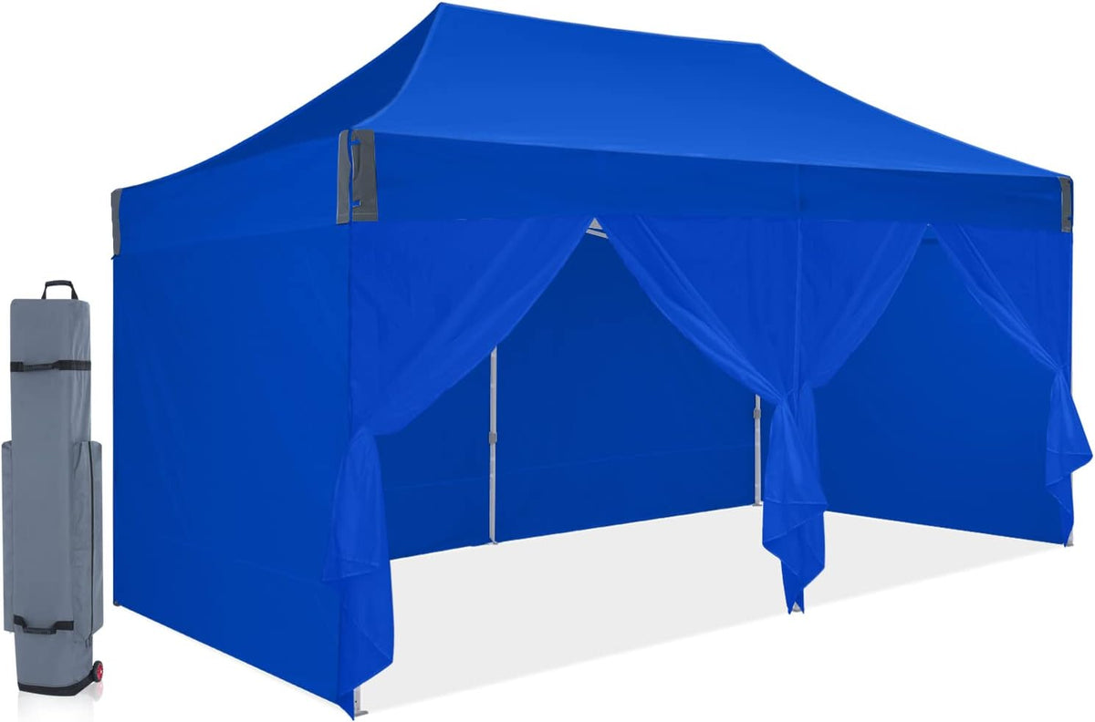 Blue Pop Up Canopy Tent 10'x10' with Removable Sides Walls U619022