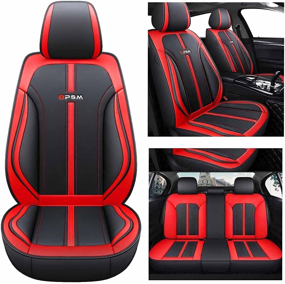Leather Car Seat Cushion (Black-Blue) H862185