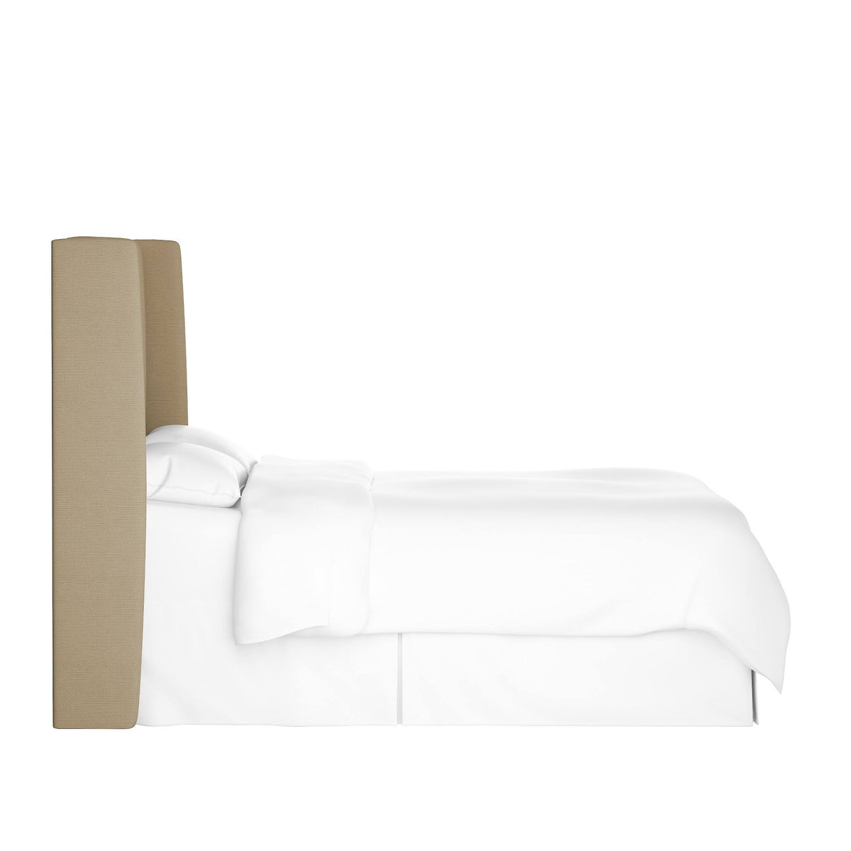Tan Linen Queen Wingback Headboard A2280