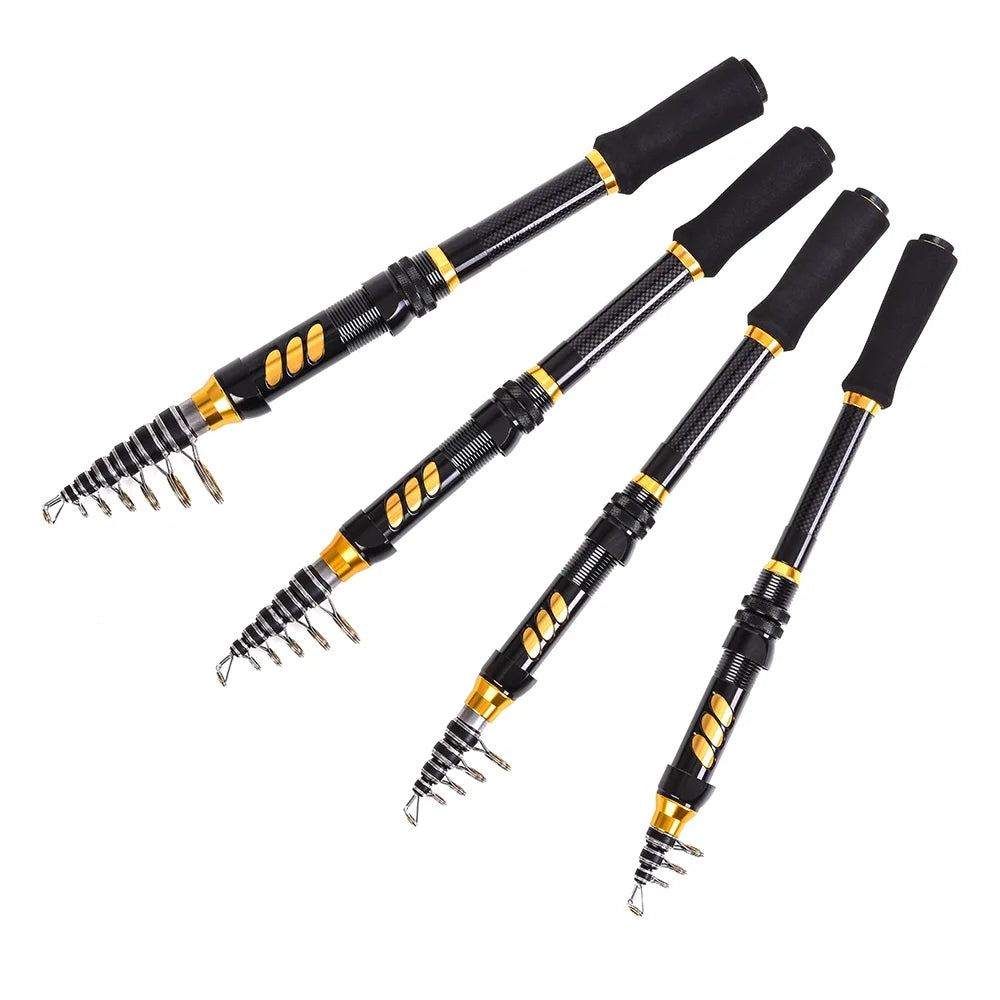 Telescopic Fishing Rod and Reel Combo Kit with 100M Fishing Line Lures Hooks Jig Head and Carrier Bag I59860