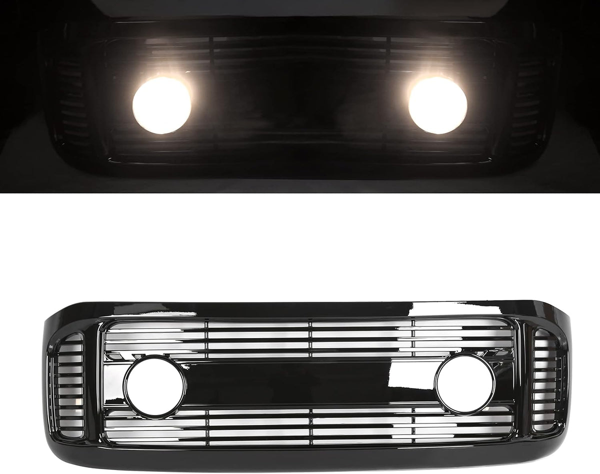 Glossy Black Front Hood Bumper Grille Grill ABS with Fog Lights E938