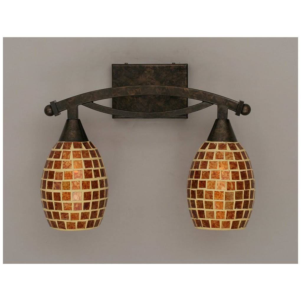 Two Light Bath Bar Bronze Finish with Copper Mosaic Glass J409818