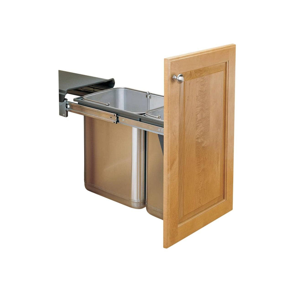 Stainless Steel Top Mount Double Bin Trash Can H8646