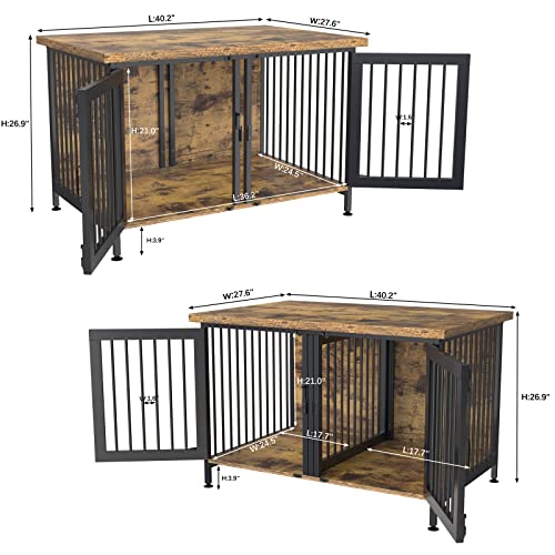 Black Double Dog Crate with Divider U936