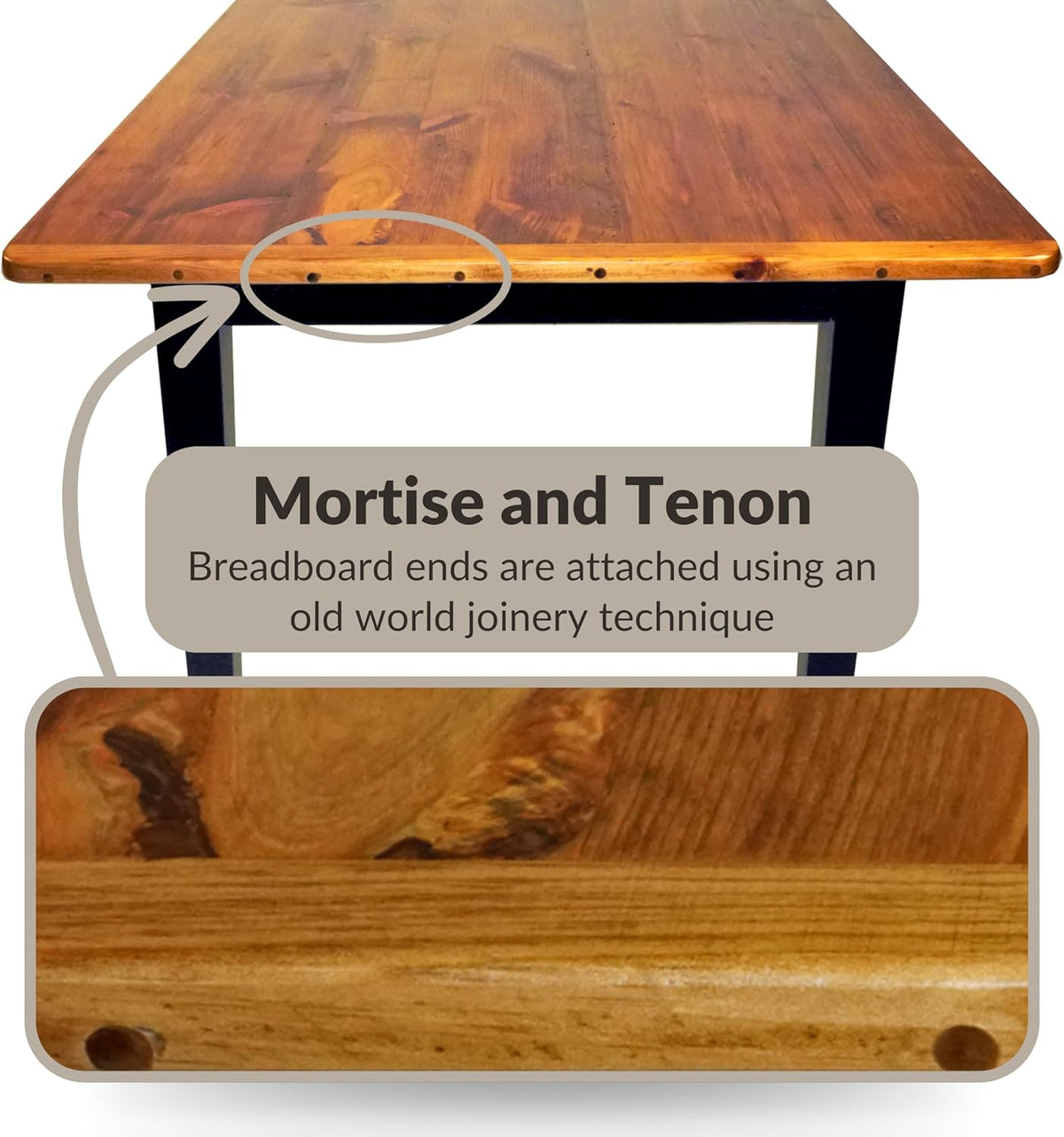 Solid Wood Rustic Farmhouse Dining Table with Breadboard Ends (5', Light Natural) W48185