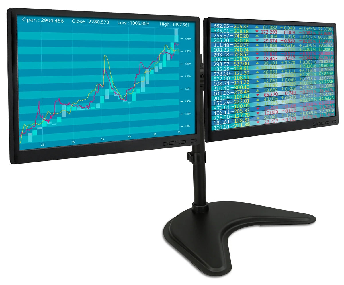 Free Standing Dual Monitor Stand for Two 19-27 Inch Computer Screens Q119611