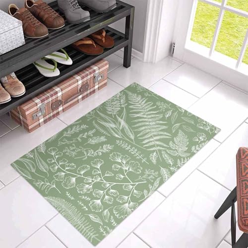 Sage Green Indoor Door Mats, Non-Slip Low Profile Entryway Rugs, 18x30IN W541710