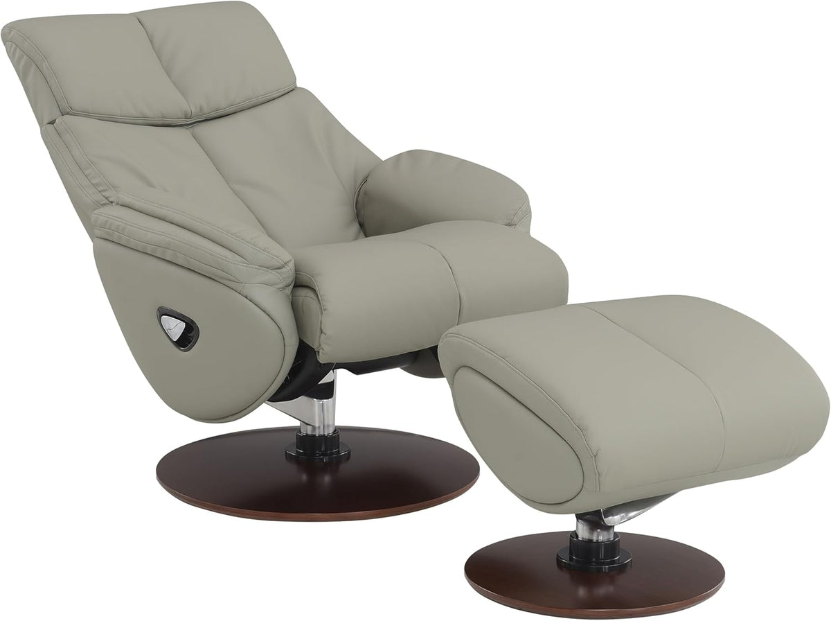 Gray Leather Swivel Chair with Ottoman R324523