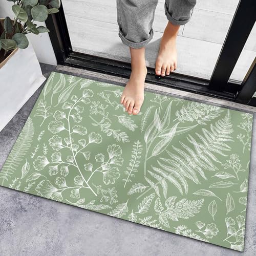 Sage Green Indoor Door Mats, Non-Slip Low Profile Entryway Rugs, 18x30IN W541710