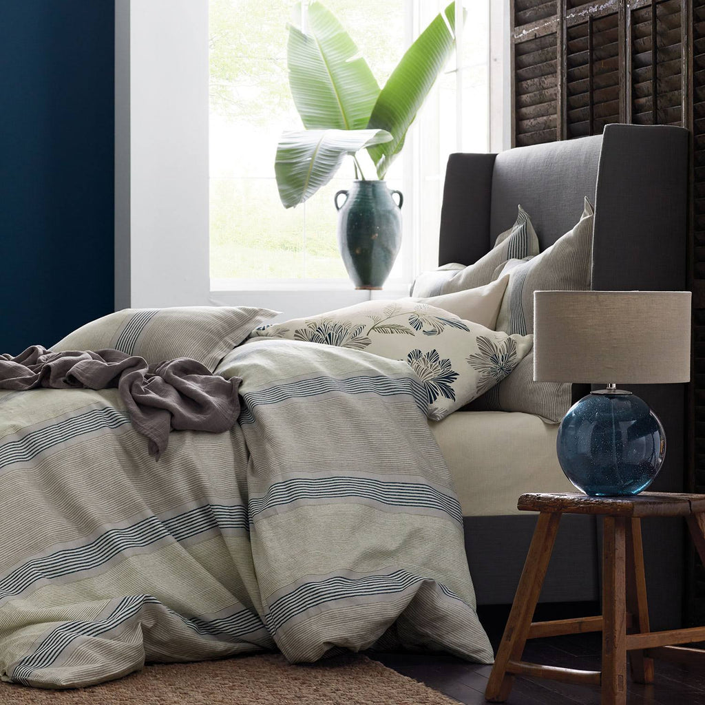 Tan Linen Queen Wingback Headboard A2280