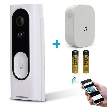 Wireless WiFi Video Doorbell Security Camera with Doorbell Receiver Chime, 2 Rechargeable 18650 B H852