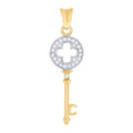 Two Tone Gold CZ Key Charm Pendant Necklace C7697