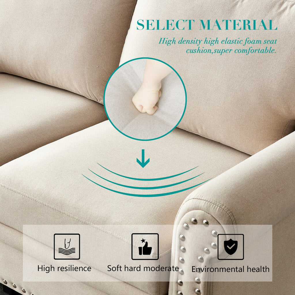 Beige Linen Sofa with Storage U811142