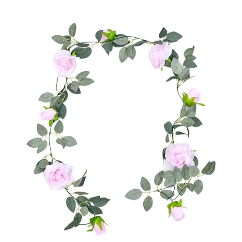 Light Pink Artificial Eucalyptus Rose Garland W5720