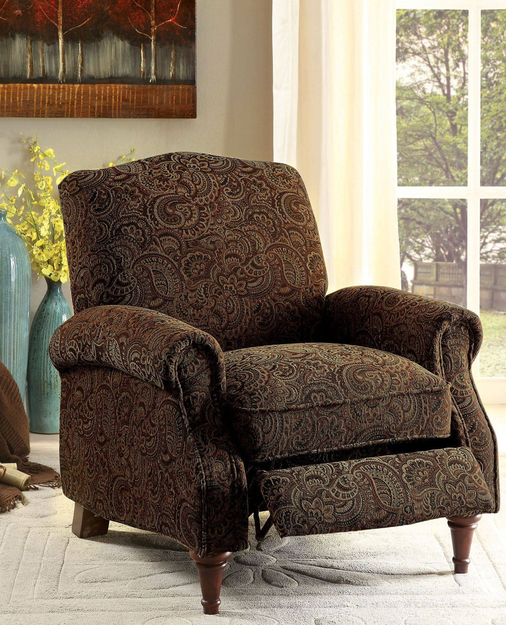 Brown Pattern Push Back Chair I1310