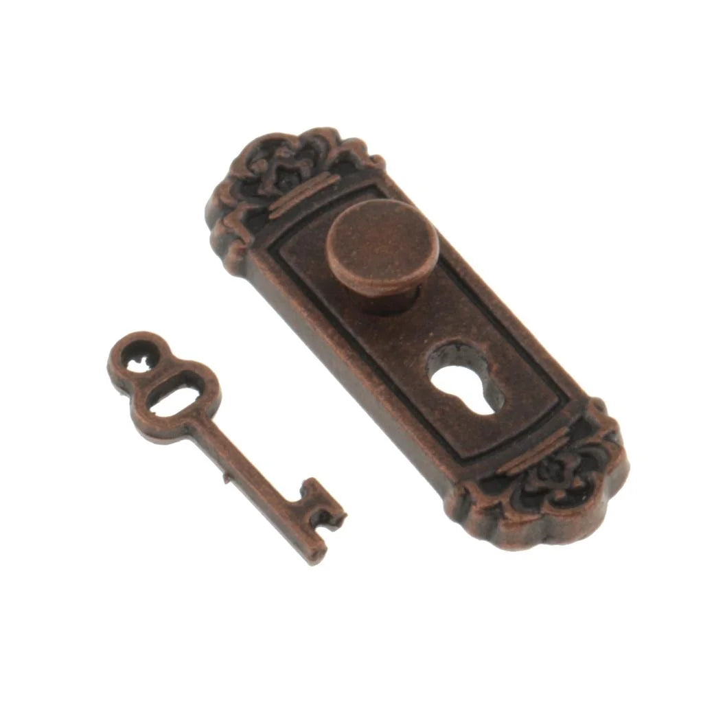 4 Pairs Dollhouse Door Knob Handle with Keys Q596718