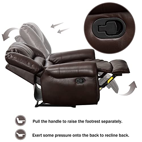 Leather Recliner Chair Set of 2, Nut Brown W619