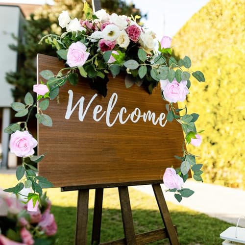 Light Pink Artificial Eucalyptus Rose Garland W5720