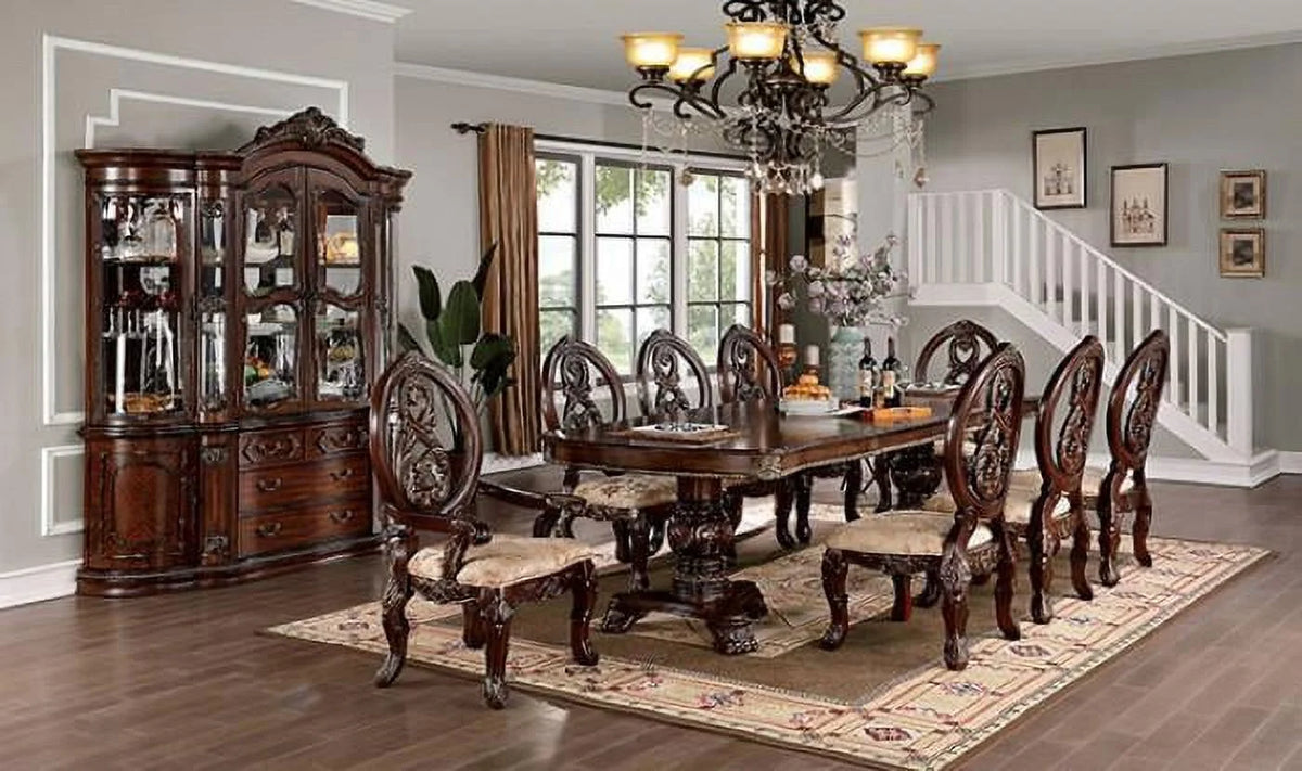 Brown Cherry Expandable Double Pedestal Dining Table S30649