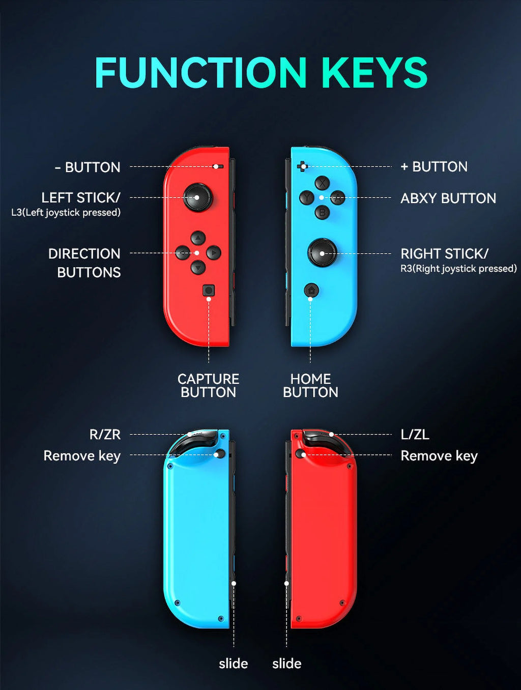 Blue-Red Wireless Bluetooth Controller for Nintendo Switch E9597