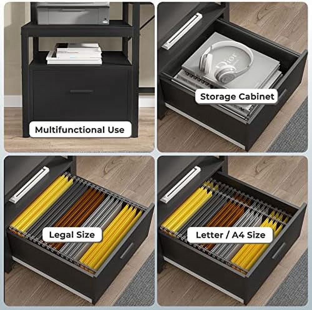 L Shaped Gaming Desk with File Drawer and Power Outlet U14938