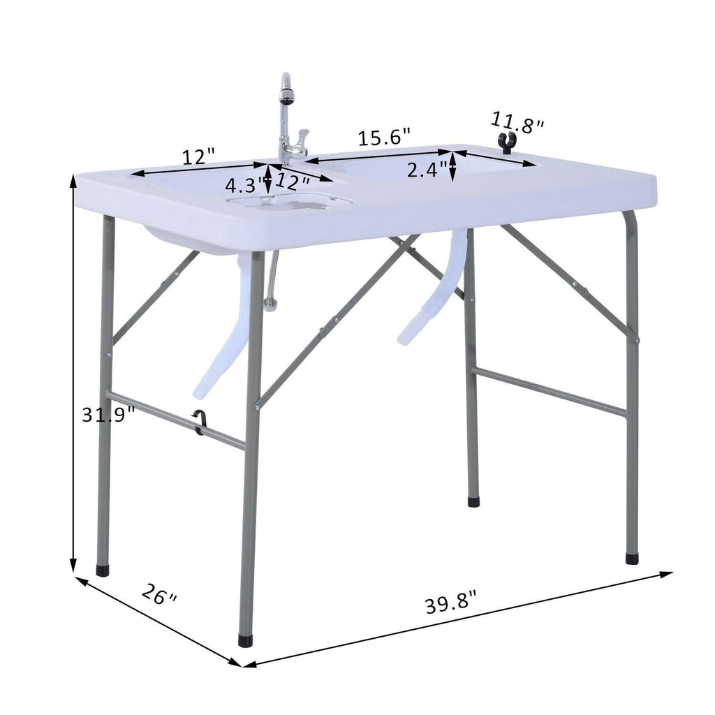 White Portable Folding Camping Table with Faucet O338
