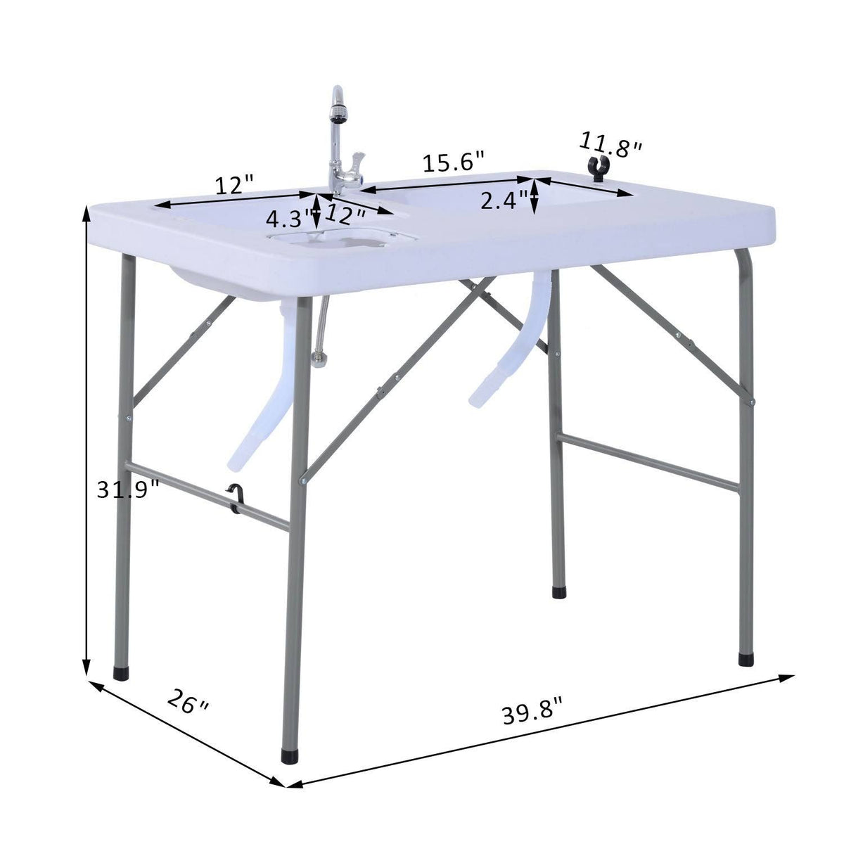 White Portable Folding Camping Table with Faucet O338