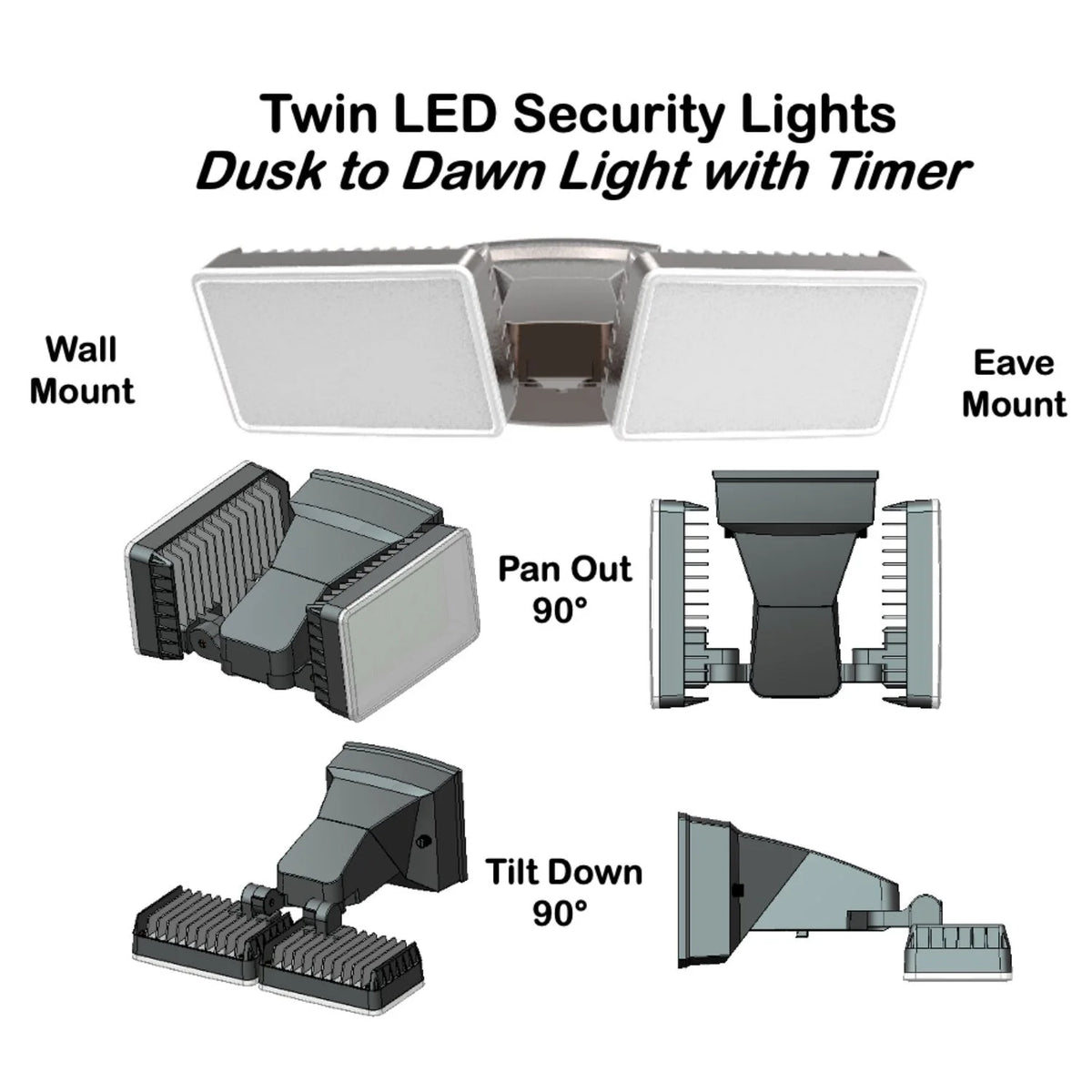 Dusk-to-Dawn Security Flood Light with Timer, 2100 Lumen LED, Wall Mount Q6937