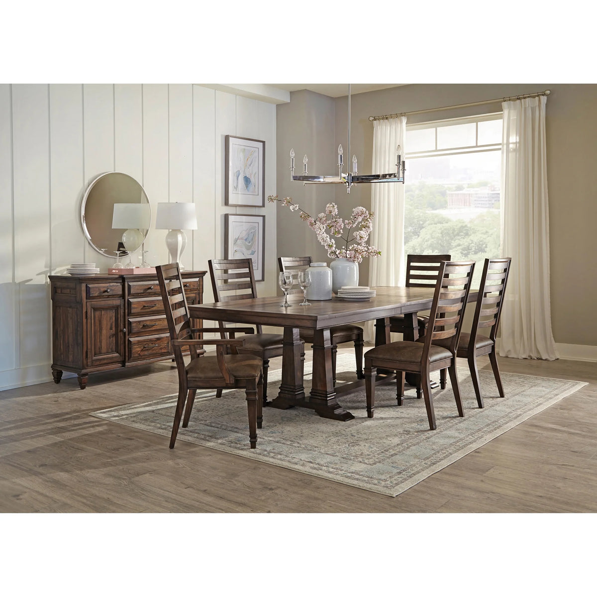 Ladder Back Arm Chairs Brown (Set of 2) J9074