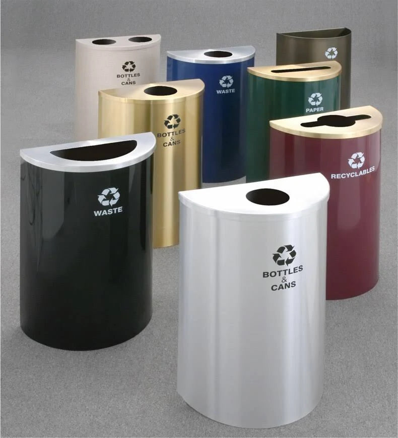Half Round Trash or Recycling Can B263