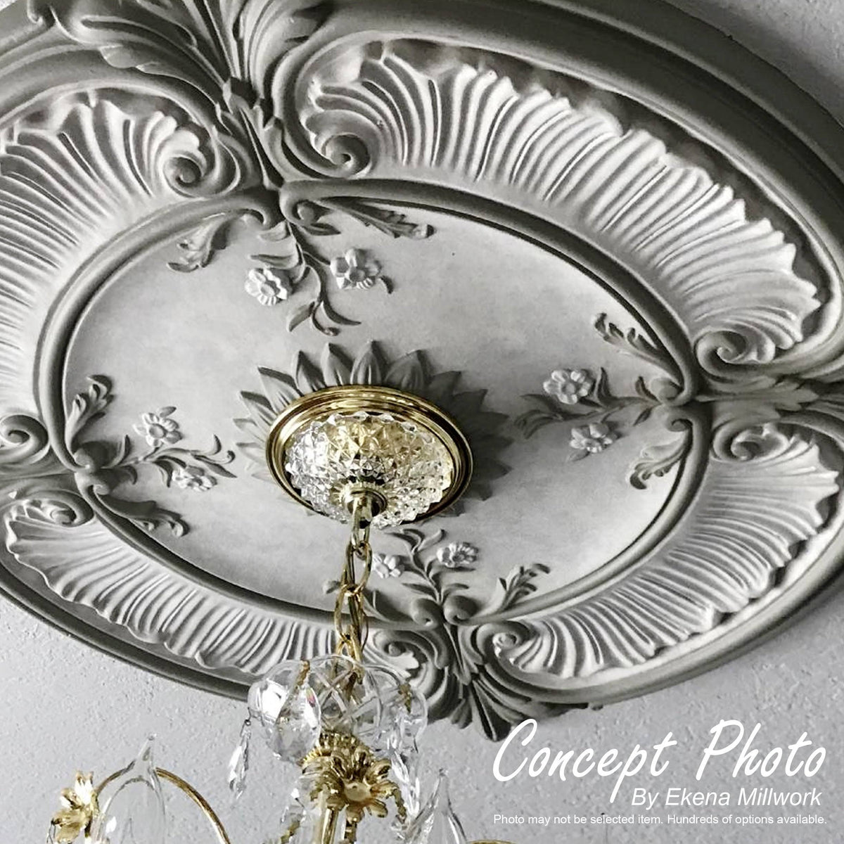 31 1/4x22OD x 2 1/4x22P Hand-Painted Pewter Ceiling Medallion J204464