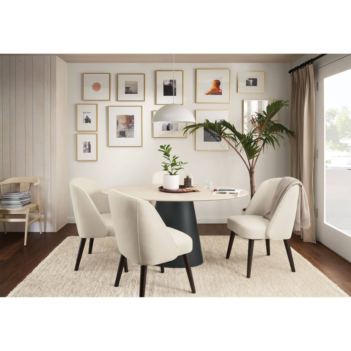 Modern Cora Side Chair in Declan Olive with Charcoal Legs Green Performance Fabric T523