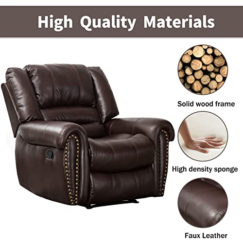 Leather Recliner Chair Set of 2, Nut Brown W619