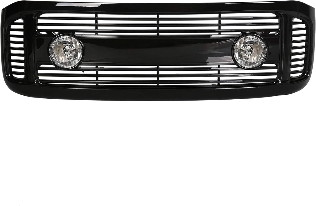 Glossy Black Front Hood Bumper Grille Grill ABS with Fog Lights E938