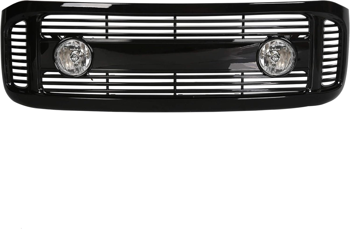 Glossy Black Front Hood Bumper Grille Grill ABS with Fog Lights E938