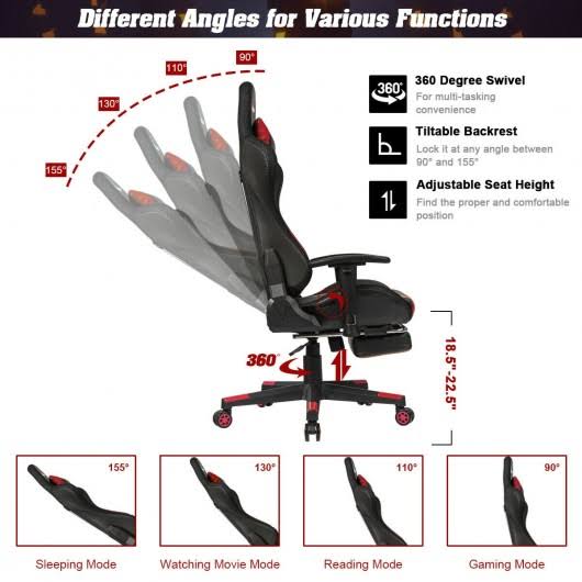 Red RGB LED Gaming Chair V415
