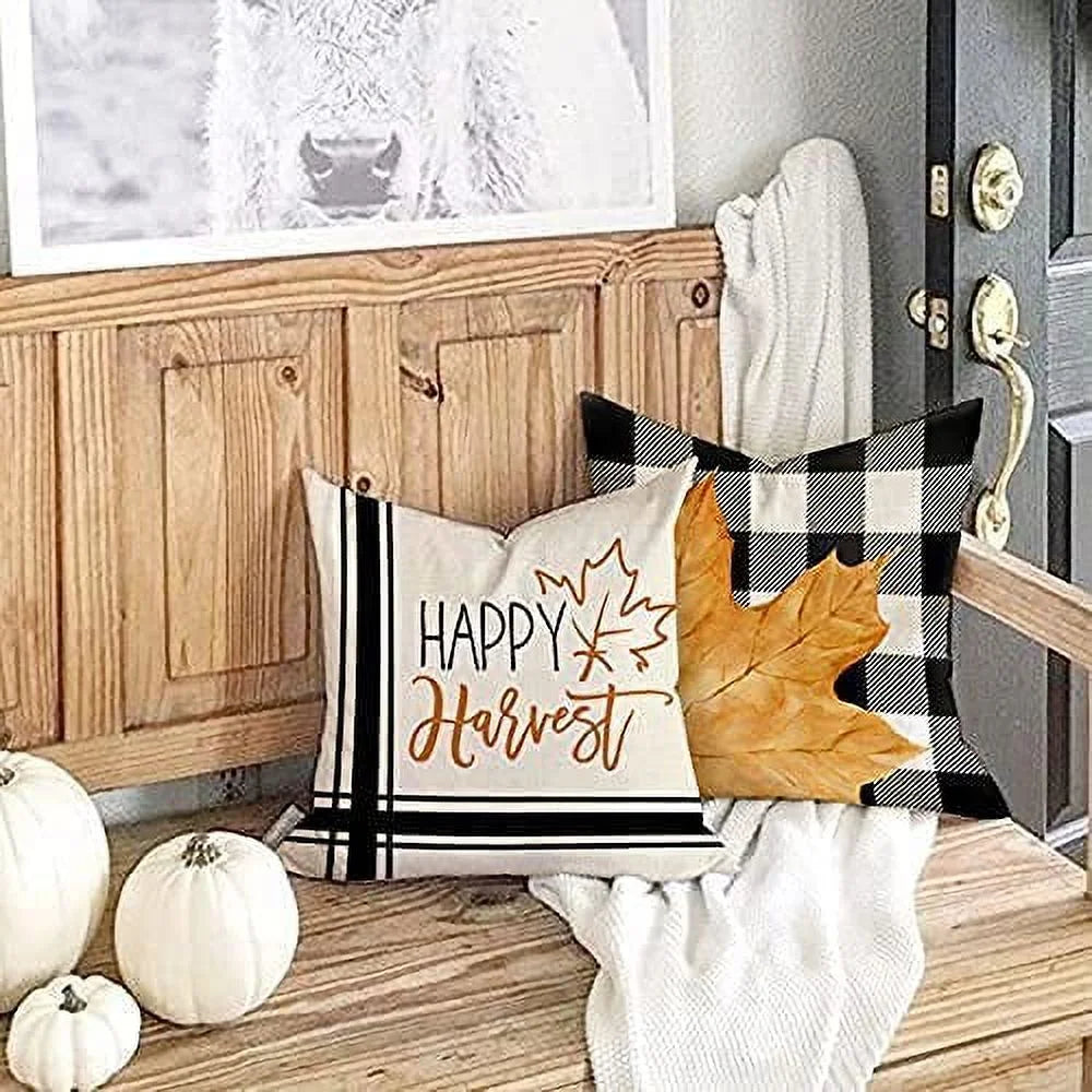 Fall Decor Pillow Covers 18x18 Set of 4 Outdoor Throw Pillows Q546