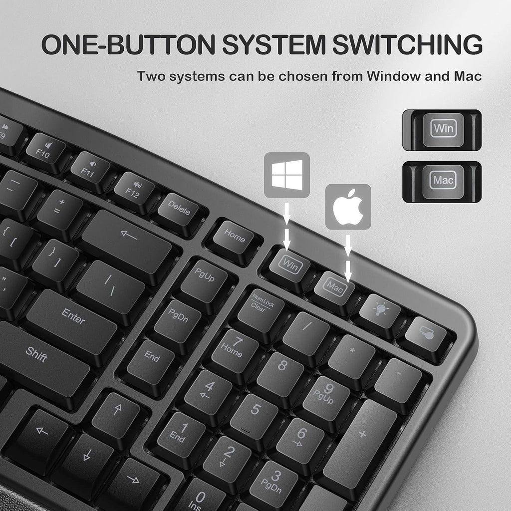 Backlit Wired Ergonomic Split Keyboard with Wrist Rest, 104 Keys E279445