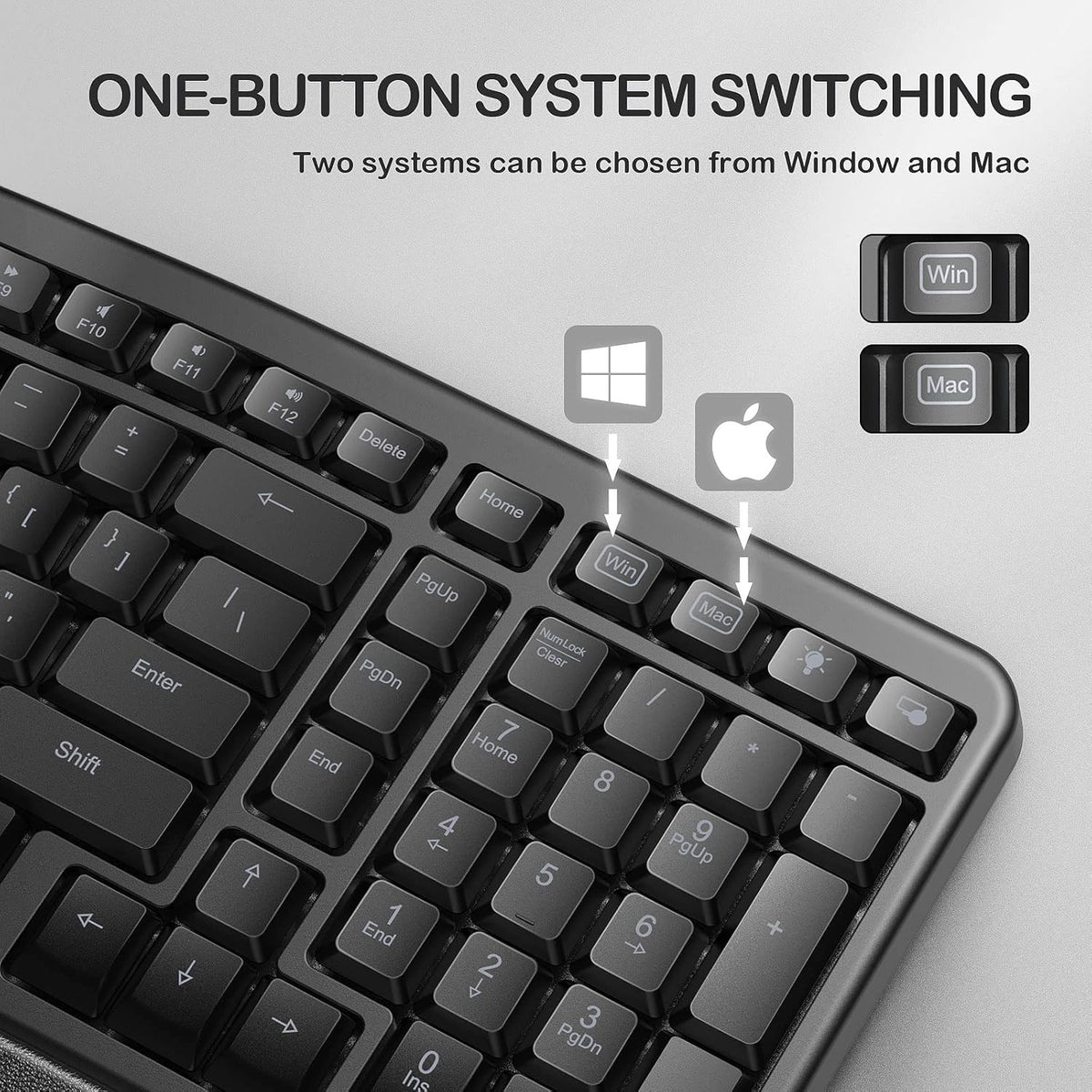 Backlit Wired Ergonomic Split Keyboard with Wrist Rest, 104 Keys E279445