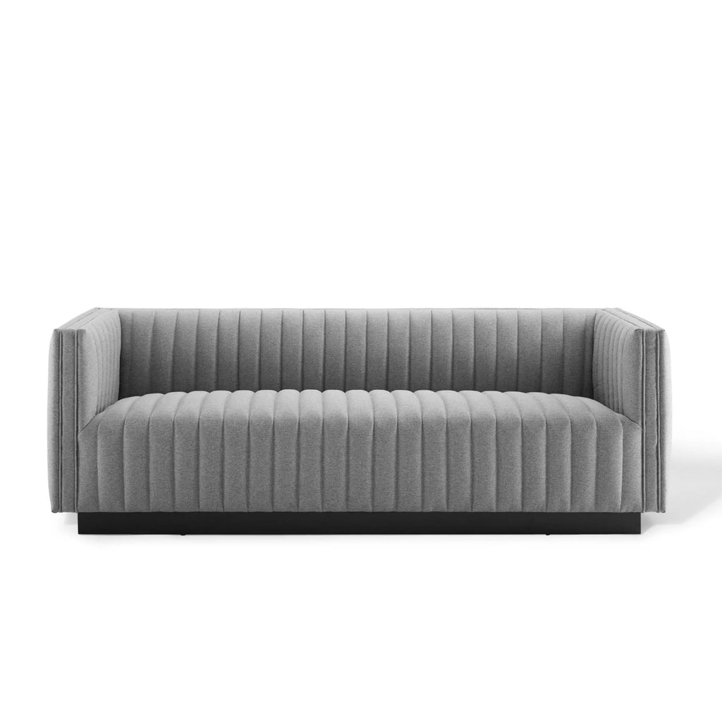 Light Gray Tufted Upholstered Fabric Sofa B831