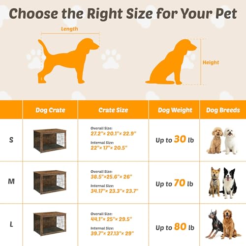 Wooden Dog Crate End Table with Dual Doors, 27 Inch N727803
