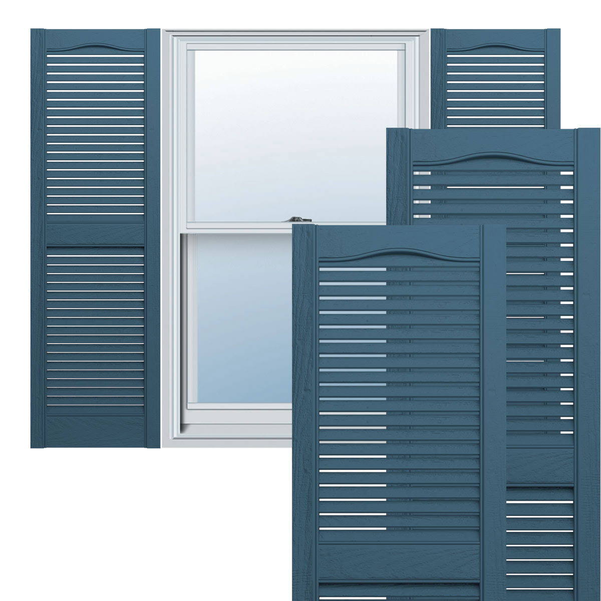 Classic Blue Open Louver Shutters W626